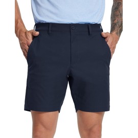 MICHEL ROUEN Golf Shorts Men 7" Inseam Lightweight Quick Dry Fit Stretch Solid Casual Dress Golf Shorts for Men Navy