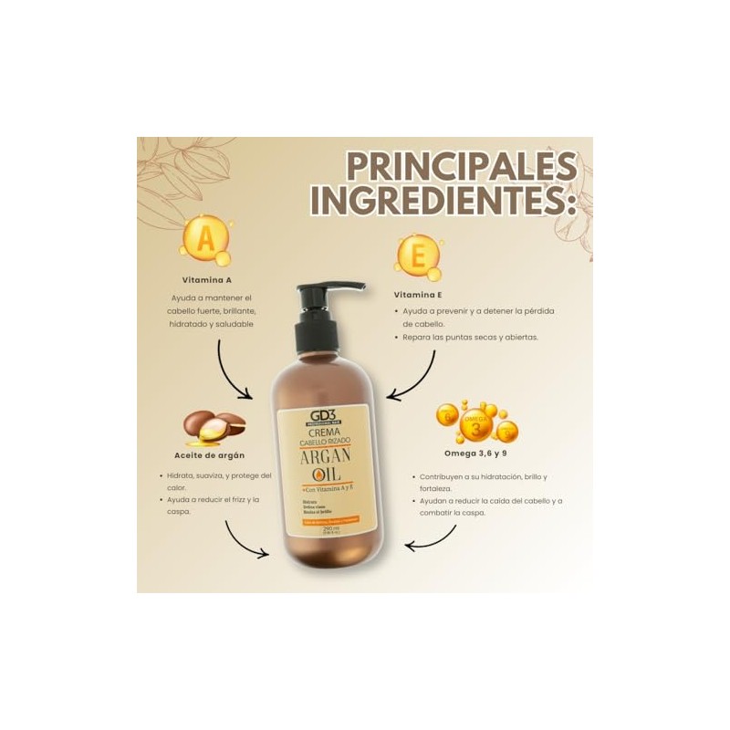 GD3 Crema de rizos con Aceite de Argán 290 ml