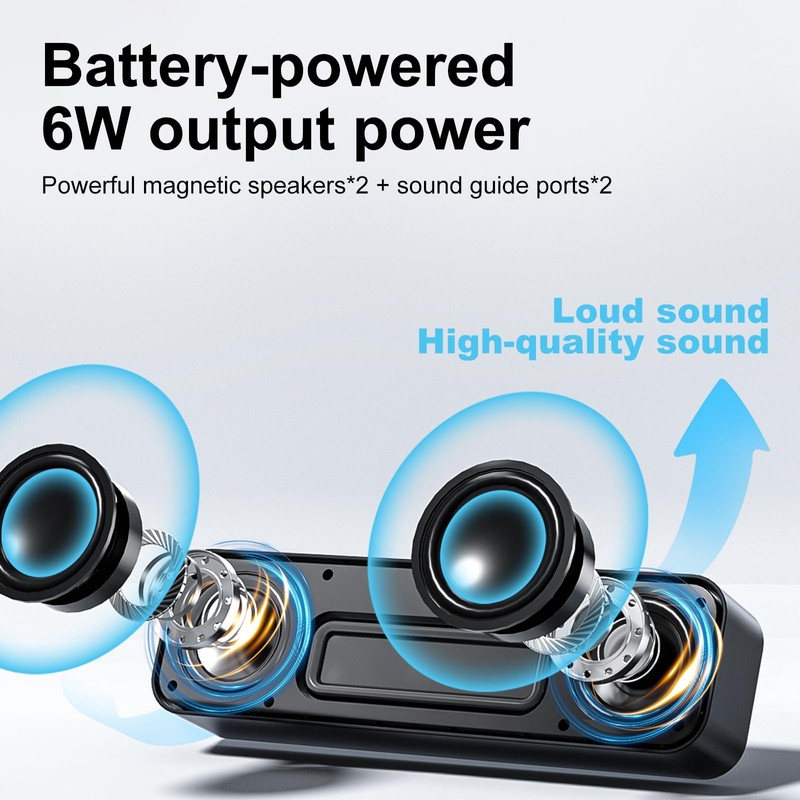 Computer Speakers for Desktop PC,Rechargeable Bluetooth Speaker,Small Computer Soundbar with