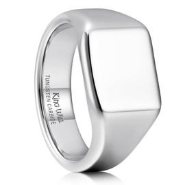 King Will Men's Gunmetal Tungsten Signet Rings Thumb Pinky Biker Band Ring For Men High Polished Plain Wedding Statement Ring Comfort Fit Size 12