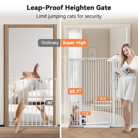 55.1" Extra Tall Pet Gate, 29.5-43" Wide with Adjustable Cat Door