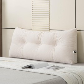 MQK Headboard Pillow Bed Wedge Pillow for Headboard with Side Pockets Dorm Headboard Twin XL Long Back Pillow for Bed Bolster Pillow for Mattress Gap Filler