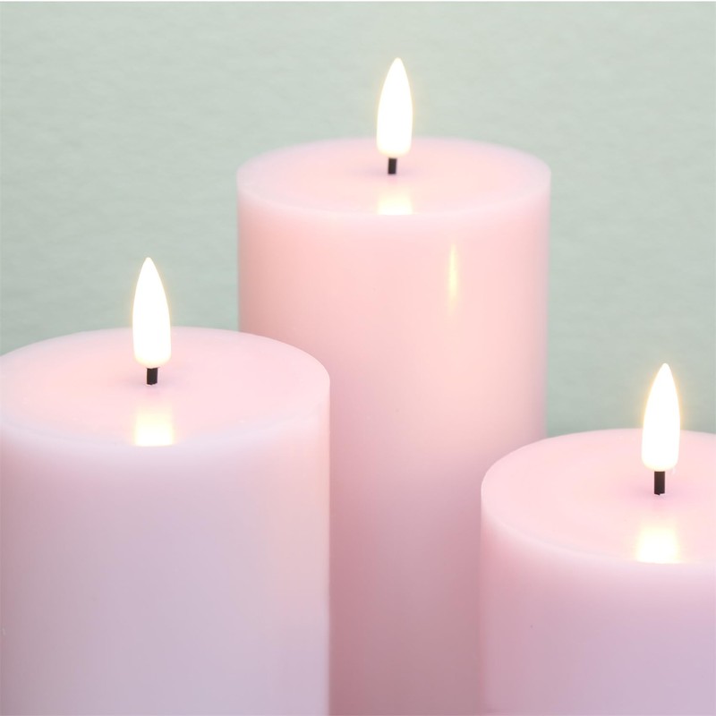 Girimax Pink Flameless Pillar Candles with Remote, LED Candles Battery