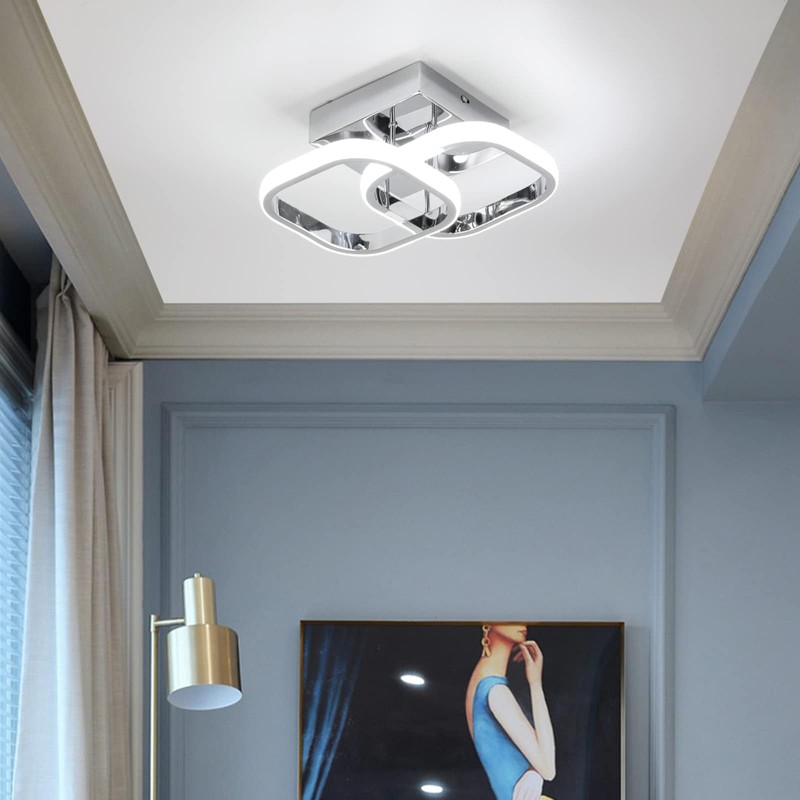 EIDISUNY LED Ceiling Light Modern Ceiling Lamp Silver Square Simple