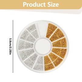 OHREN 1 x Nail Art Beads Micro Caviar for Nails, Golden Silver Mini Caviar Rhinestones, White Beige Mini Nails Beads Micro Beads Decoration for Nails (1 mm)