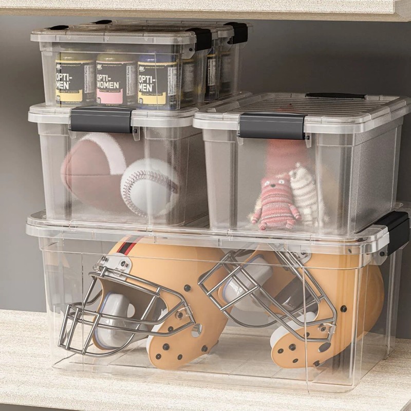 Superio Clear Storage Bins with Lids, 8 Pack- Plastic Storage
