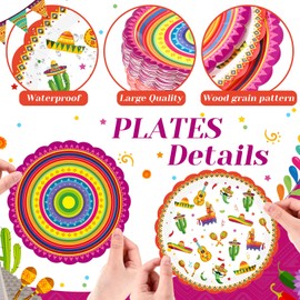 FoldTier 100 Pack 9 Inch Mexican Paper Plates Fiesta Dinner Plates Taco Tuesday Plates Cinco De Mayo Disposable Plates for Mexican Birthday Party Decorations Supplies (Fresh)