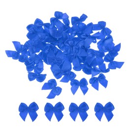 sourcing map 100Pcs Mini Ribbon Bow 1" Mini Fabric Satin Ribbon Flower Bows for Craft DIY Sewing Wedding Birthday Party Dark Blue