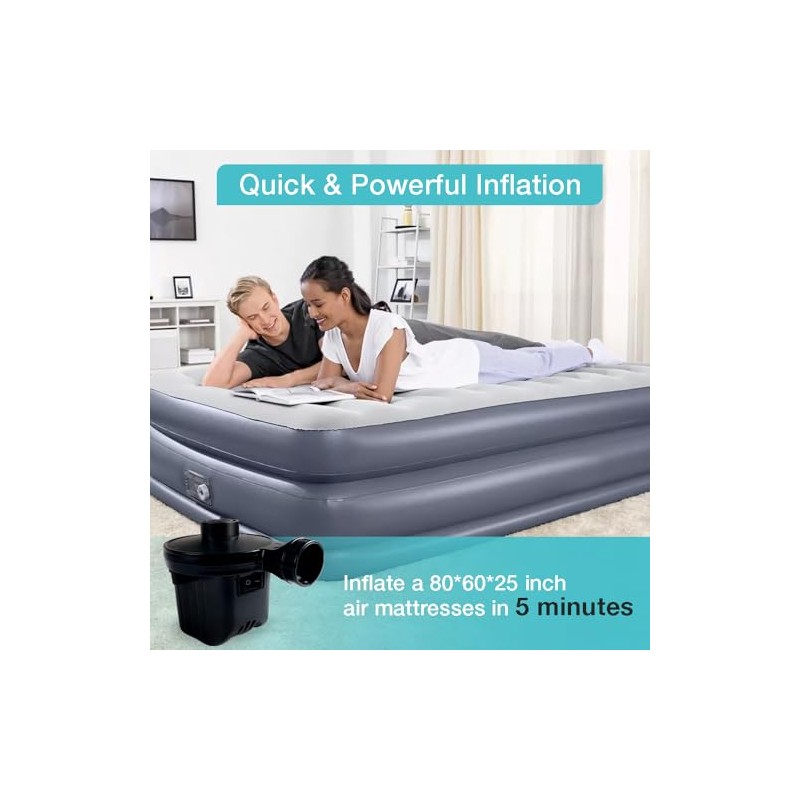 Inscool Portable Electric Air Pump with 3 Nozzles for Inflatables