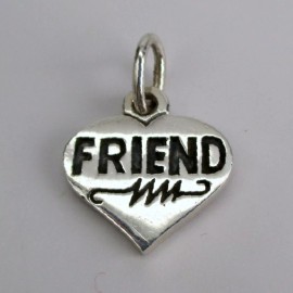 Brown County Silver Sterling Silver FRIEND HEART Charm for Bracelet PENDANT Best Friend Gift NEW Old