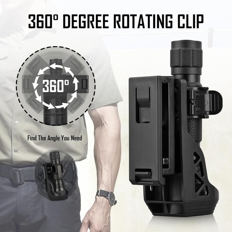 ULTRAFIRE W66 Tactical Torch Holster Pouch, Rotating Torch Holder for