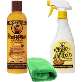 Howard Feed N Wax Wood Restorer and Beeswax Polish Plus Clean A Finish Wood Soap, Furniture Wax, Cabinets, Floors, Antiques, Teak Tables