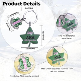 1908 AKA Sorority Keychain Ivy Leaf Keyrings - Gifts for Women Girls - Sorority Paraphernalia