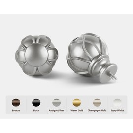 KAMANINA 2 Pack Curtain Rods for Windows 48 to 84 Inch, Antique Silver Heavy Duty Curtain Rod Adjustable, 7/8 Inch Single Decorative Drapery Rods 32 to 86 Inch(2.6-7.1Ft), Netted Texture Finials