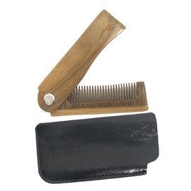 Vaguelly 1Set Portable Wooden Beard Comb with Case Folding Pocket Hair Comb for Travel Home Use Ergonomic Design Lightweight Multi Function Hair Styling Accessory