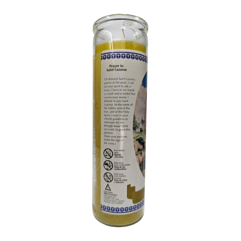 Generic San Lazaro (Saint Lazaro) Labeled Yellow Devotional Candle