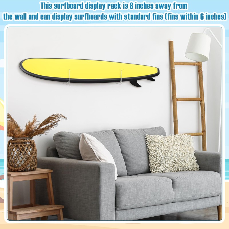 Yousoontic Surfboard Wall Mount Rack Clear Acrylic Wall Surfboard Display