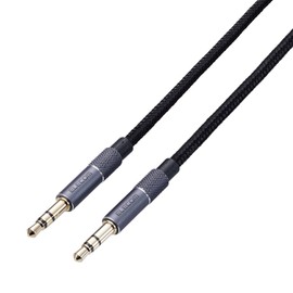 Elecom AX-35MA15BK Audio Cable, Stereo Mini Plug, 3.5m, Aluminum Connector, Aux Cable, 1.5mm, Black