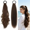 2 Pieces Hair Extensions Braid Dark Brown Ponytail Hairpiece Real