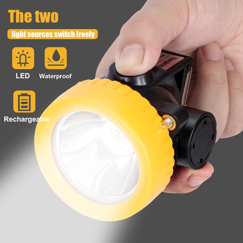 Yongkist Rechargeable Mining Headlamp with 7 LEDs, Explosion-Proof Cap Light