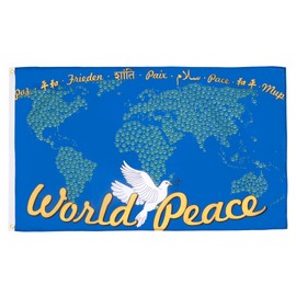 AZ FLAG - Peace In The World With Map Flag - 2x3 Ft - 100D Polyester World Peace Banner with Two Metal Grommets - Fade Resistant - Vivid Colors - 2' x 3' Feet - 90x60 Cm
