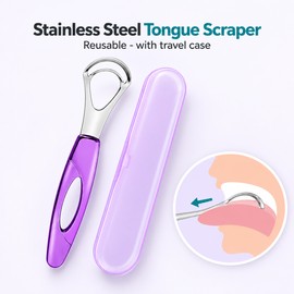 Stainless Steel Tongue Scraper with Travel Case – Reusable Tongue Cleaner for Adults and Daily Oral Hygiene