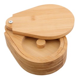 GRIRIW Wooden Three-Tier Salt Dip Sugar Box Lid Kitchen Storage Containers Condiment Organizer Spice Box Bamboo Wood