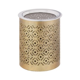 Bitto Patna Lantern and Incense Burner, Antique Brass, Round, Height: 10 cm, Diameter 8 cm, with Stainless Steel Strainer Diameter 9 cm
