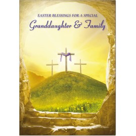 Granddaughter & Family Religious Easter Card - Christian Easter Card - A5 Size with Envelope
