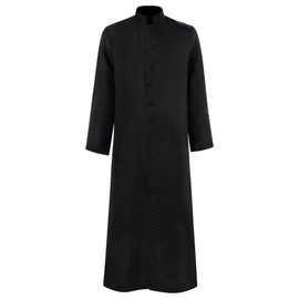 Men's Cassock Robe Church Robe Choir Minister Clergy Pulpit Liturgical 5 colors (2XL, Black)