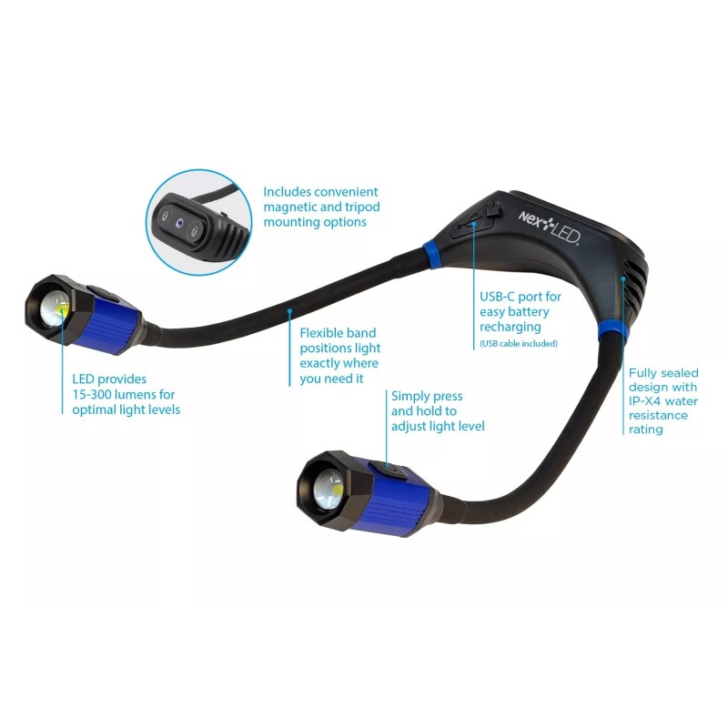 NextLED Around the Neck Rechargeable Flash/Work Light w/Magnetic Mounting Base