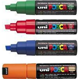 uni Posca PC8K Marker Broad Tip Line Width 8mm Assorted Ref 5014075-01 [Pack of 4]