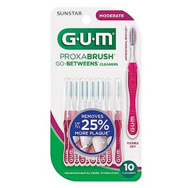 GUM Proxabrush Go-Betweens - Moderate - Interdental Brushes - Soft Bristled Dental Picks for Plaque Removal Health - Safe for Braces & Dental Devices, 10 Count (Pack of 4) 40 Total