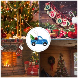 PRETYZOOM Christmas Truck Ornaments Metal Pickup with Tree Hanging Ornament for Tree Decoration Xmas Blue Truck Pendant Christmas Party Keepsake
