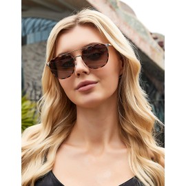 BIRCEN Women Sunglasses Polarized UV - Protection Womens Round Brown Trendy Aviator Sunglass BC2002