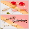 QVKUUT Retro Oval Sunglasses Women Men Metal Trendy Classic UV