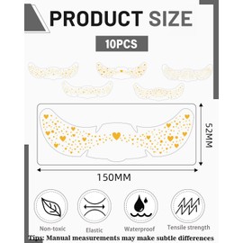 TPZORJX 10 pcs Goldene Glitzer Tattoos, glitzer gesicht gold,Temporäre Tattoo Aufkleber Für Gesicht, Sweatproof Waterproof Sommersprossen Tattoo, Glitzersteine Für Karneval, Party Aufkleber