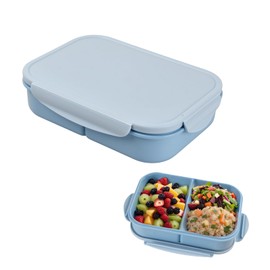 YILANJIN Lunch Box, 1150 ML Bento Lunch Box Container, Food Container with 3 Compartments, Sealed Leak Proof Lunch Box, Lunch Box with Cutlery, Adult Lunch Box for Travel, Camping, Work Picnic(Blue)