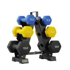 Fitvids Colored Neoprene Dumbbell Set with Rack, Multiple Weight Options, 20LBS, 32LBS, 50LBS and 56LBS Sets