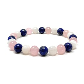 Niece Bracelet - Crystal Gemstone Stretch Bead Bracelet - Soul Cafe Gift Box & Tag - Lapis Lazuli, Moonstone, Rose Quartz