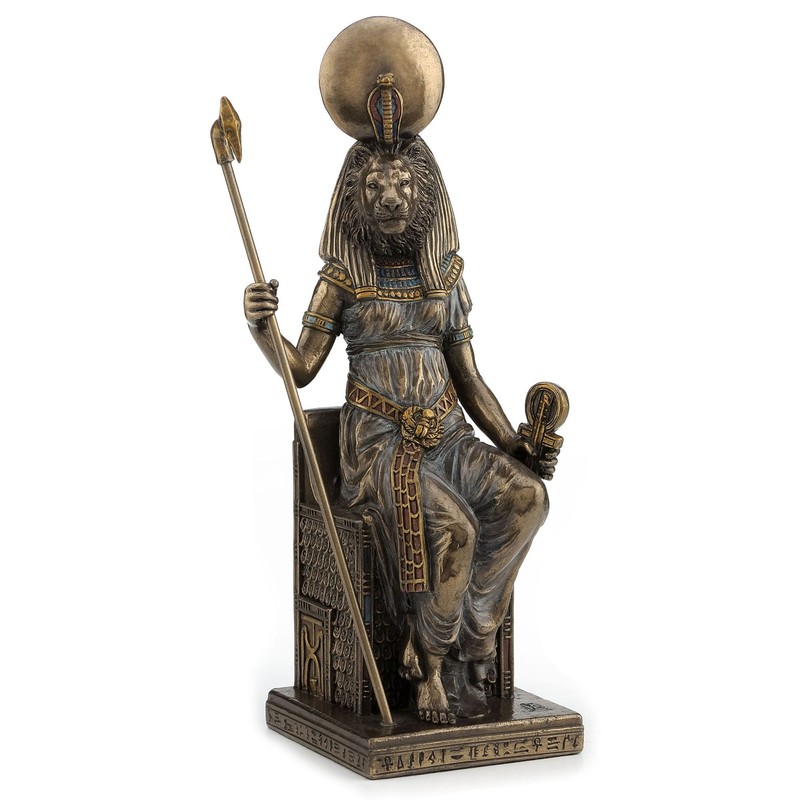 US 8.25 Inch Egyptian Sitting Sekhmet Cold Cast Bronze Sculpture