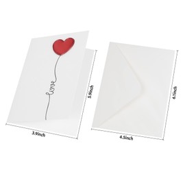 10 Pack Love Heart Greeting Cards Blank Inside Love You Card Birthday Card Valentines Card Wedding Anniversary Cards Engagement Card for Her, Girlfriend, Boyfriend, Wife, Lover