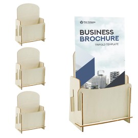 KeaJuidy 4 Stück Prospektständer 13x7x17 cm Prospekthalter aus Holz Einfach zu montieren Literaturhalter für Zeitschriften, Broschüren, Hefte, Menüs, Büros