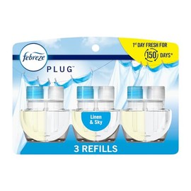 Febreze Recambios de ambientador de enchufe que elimina olores, lino y cielo, 3 unidades