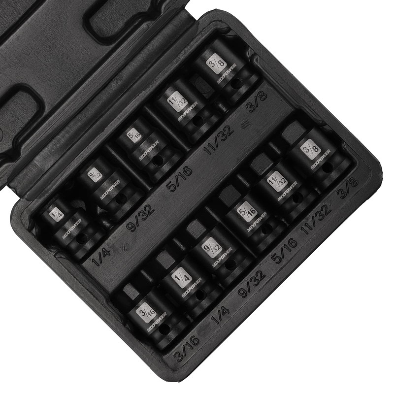 MIXPOWER 11 Pieces 3/8-inch Drive Pipe Plug Socket Set, SAE,