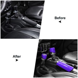 SQQP Handbrake Cover + Gear Shift Knob Cover + Drive Mode Shift Knob Cover Fit for 2018-2025 Jeep Wrangler JL JLU(Purple)