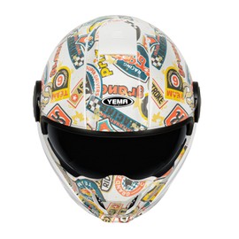 YEMA Convertible 3/4 Full Face Motorcycle Helmet DOT Approved - Dual Visor Motocross Off-Road Helmet for Adults, Modular Open Face Design for Street Bikes Scooters YM-653, Colorful, XL