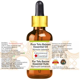 Greenwood Essential Tolu Balsam Essential Oil (Myroxylon balsamum) with Glass Dropper | Pure | Viscous Texture | Rich Aroma | Unisex | All Skin Types |Natural Extract Steam Distilled 30ml (1 oz)