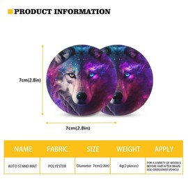 BYCHECAR Galaxy Wolf Car Coasters for Women Men Purple Car Cup Holder Coasters Anti Slip Cup Coaster Pads Mat Car Accessories for Most Cars, Trucks