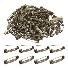 sourcing map 120 Pcs Safety Bar Pin 25mm Bronze Brooch Clasp Pins Backing Locking Pin Badge Backs with Hole for DIY Crafts Name Tags Badges Corsage Making Jewelry Making